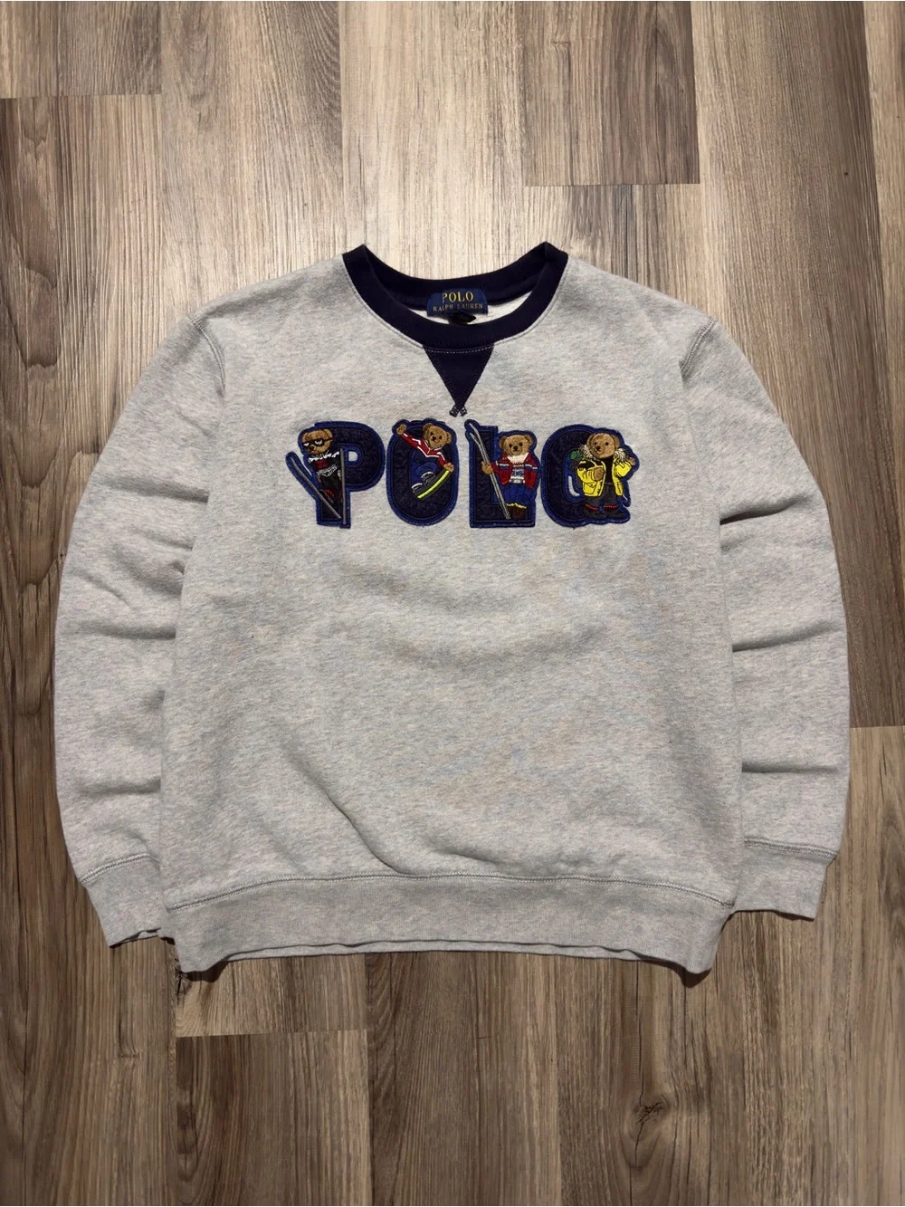Rare Polo Ralph Lauren Ski Bears Block Letterman Kids Sweatshirt • Size L